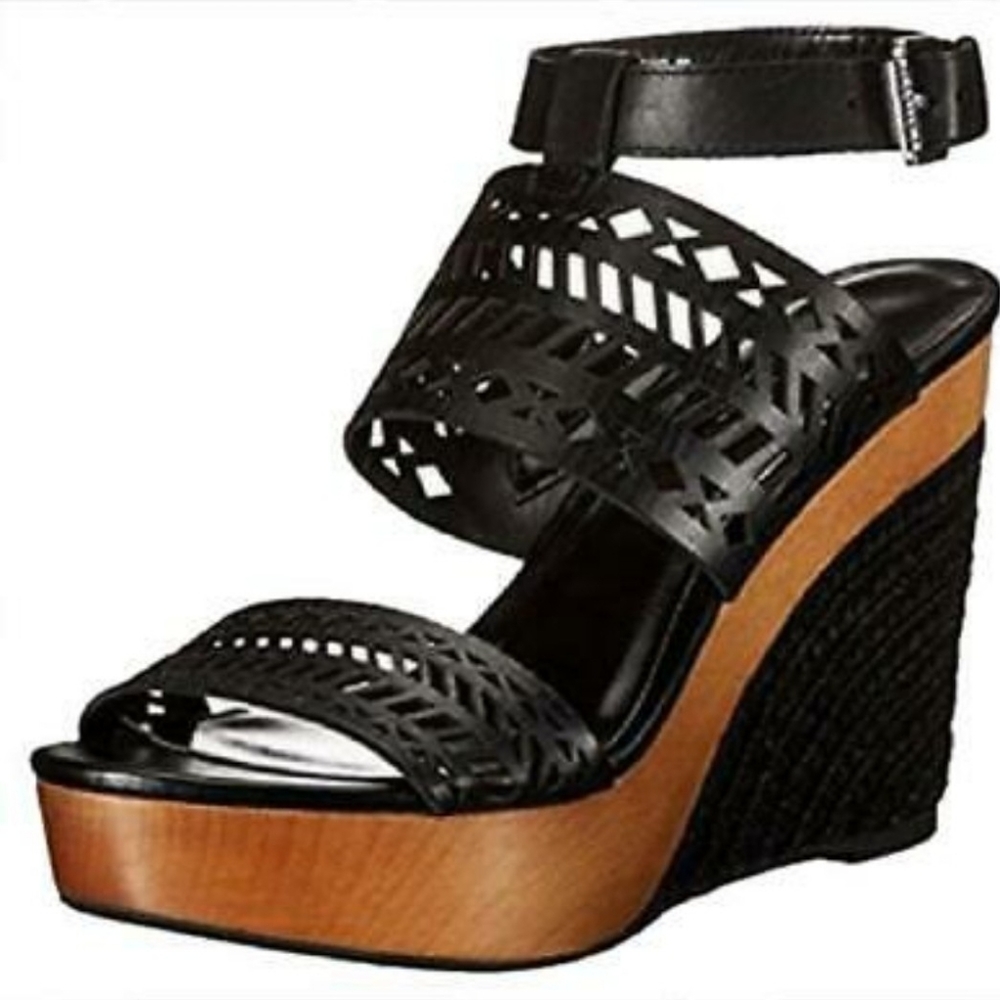 Ralph Lauren Black Wedge Platform Sandal